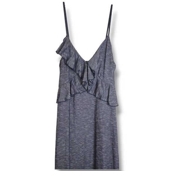 Max Studio Tshirt Maxi Dress Navy White VNeck Spaghetti Straps Sz S - Picture 8 of 10